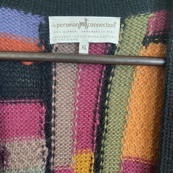 The Peruvian Connection 100% Alpaca Wool Long Sweater Vest Abstract Multi Sz XL - Picture 3 of 6